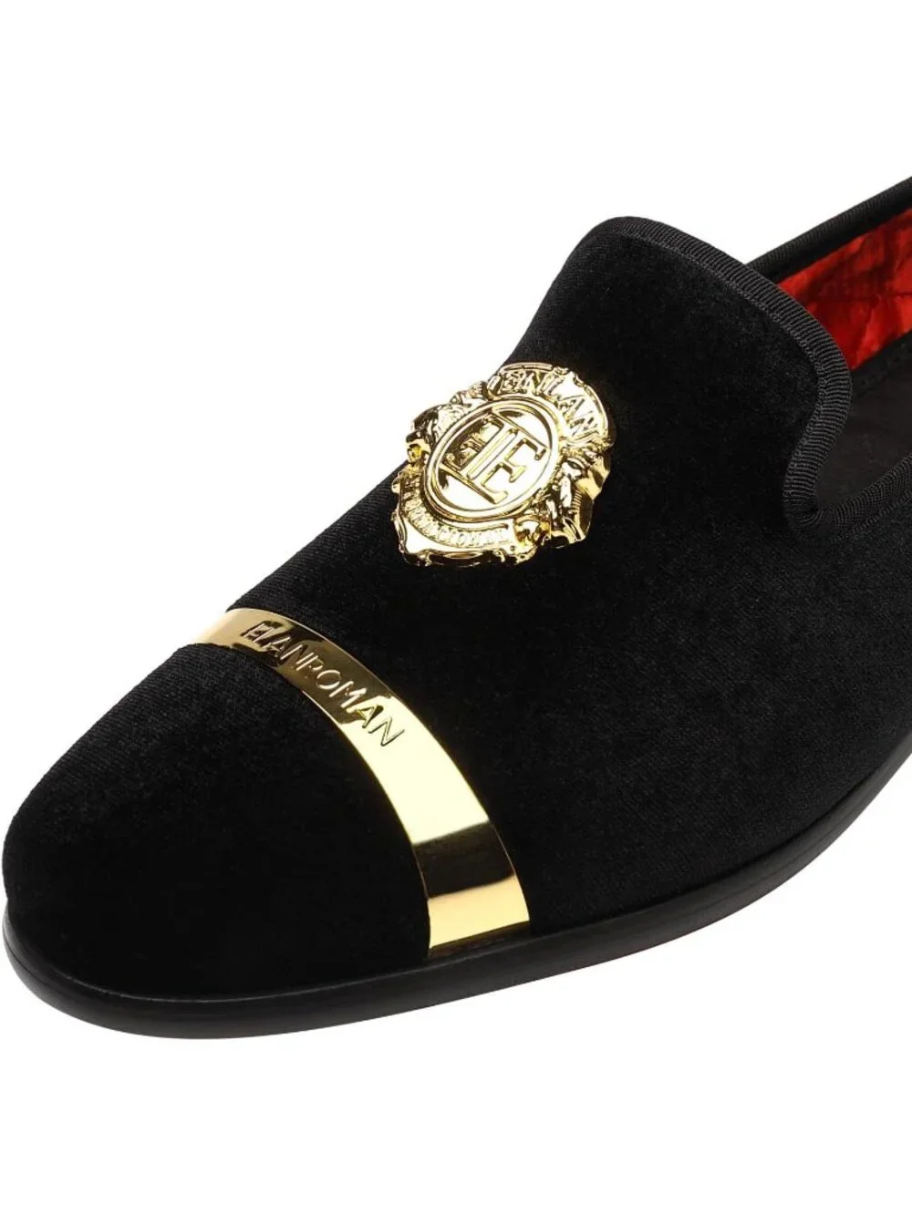 Men's Black Red Velvet Dress Shoes Wedding Party Prom Formal Slip-on Loafers